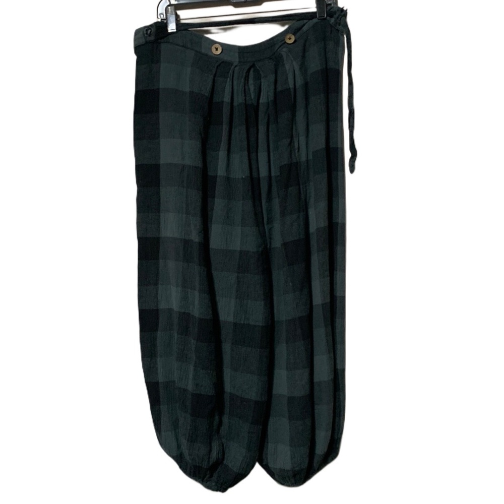 Free People Black Plaid Wide Leg Pants